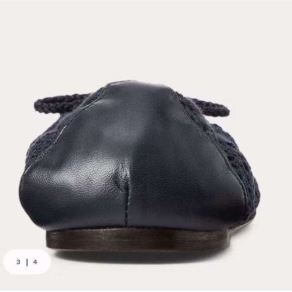 Polo Ralph Lauren Crochet Ballet Flats Navy Blue size 5.5 Made in Spain - Picture 5 of 9